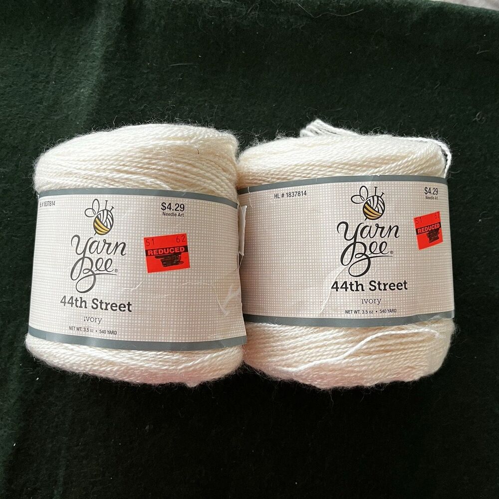 Lot Of 2 - Yarn Bee 44th Street Ivory Yarn Acrylic/Polyamide 3.5 oz 540 yds Each